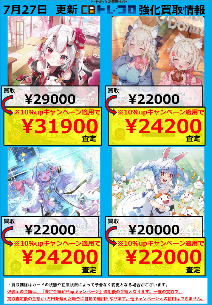 ホロカ買取表