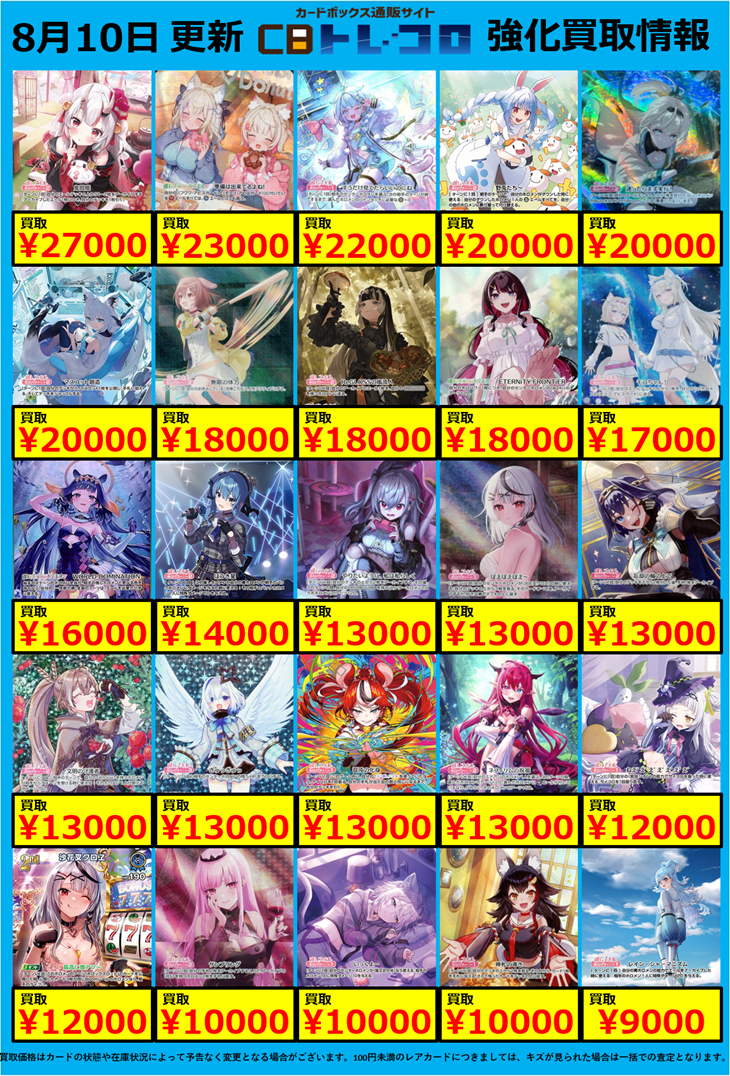 ホロカ買取表