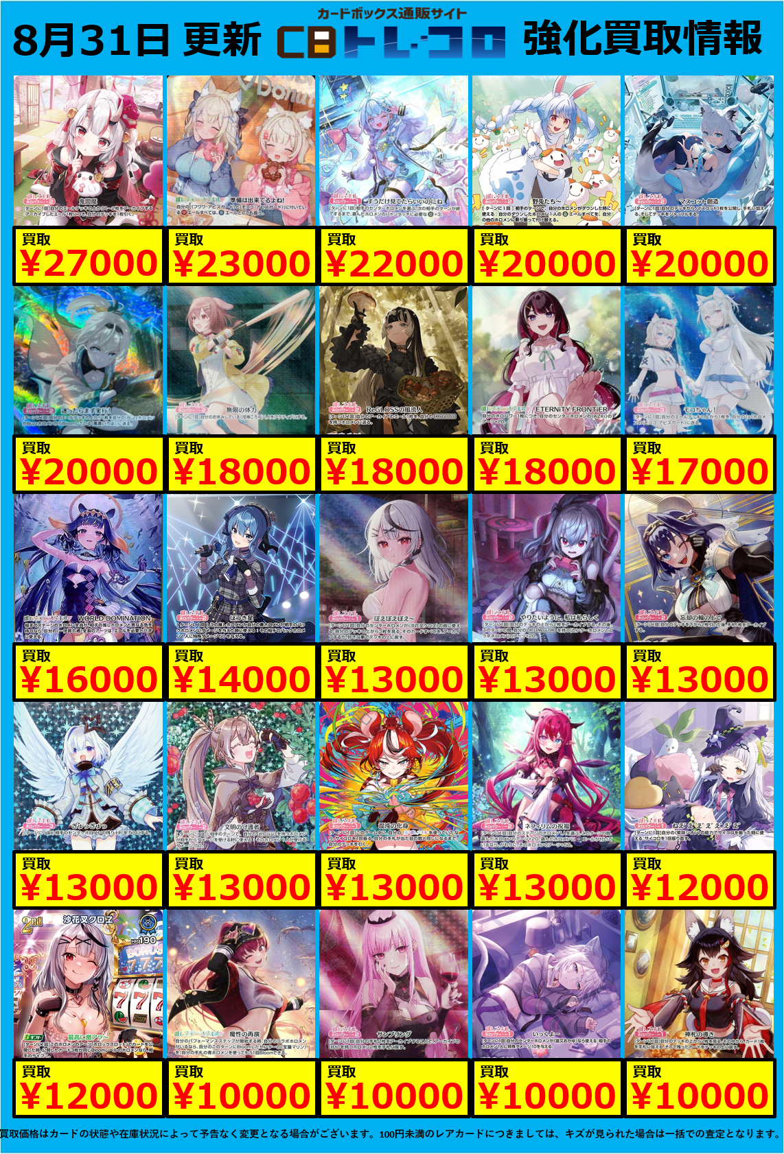 ホロカ買取表