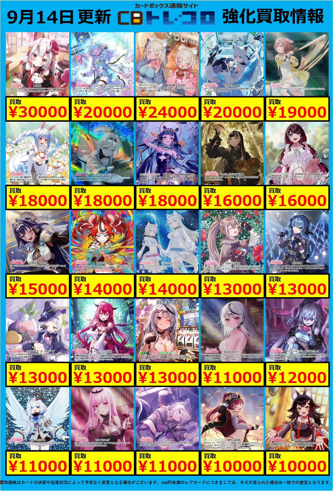 ホロカ買取表